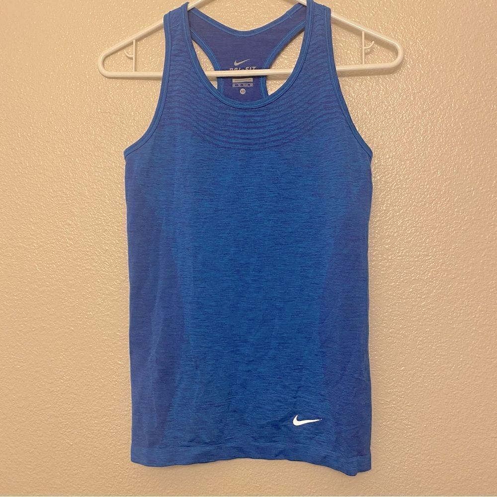 Nike blue stretchy racer back dri fit running yoga tank top -XS